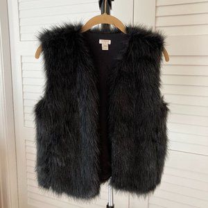 Women's J Crew Black Faux Fur Vest Size XXS